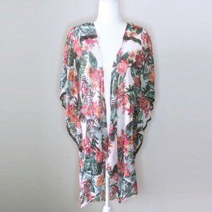 BCBG Sheer Floral Ruana - Size Medium